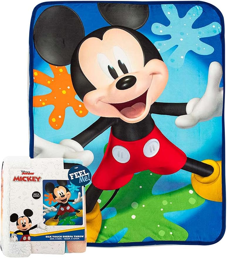 Mickey Mouse Silk Touch Sherpa Throw Blanket, 60" x 80", Buddies Rule