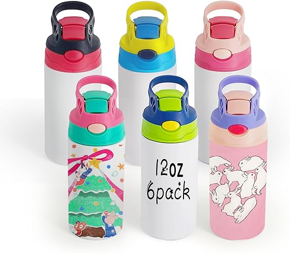 30 Pack 12 OZ Sublimation Straw Sippy Cup Blank Tumblers Double