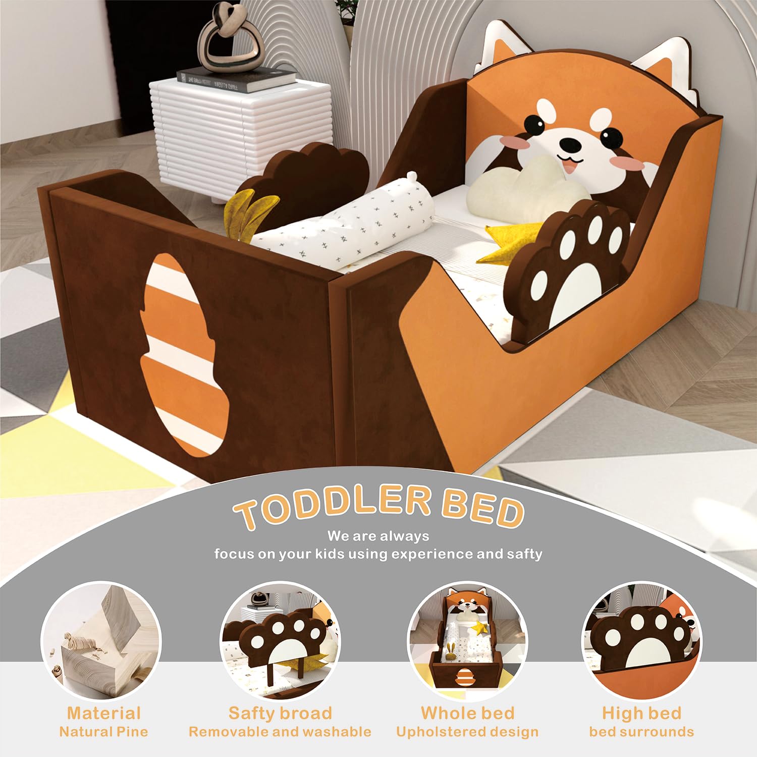 Animal Toddler Bed with Safety Rails - Standard Crib Size