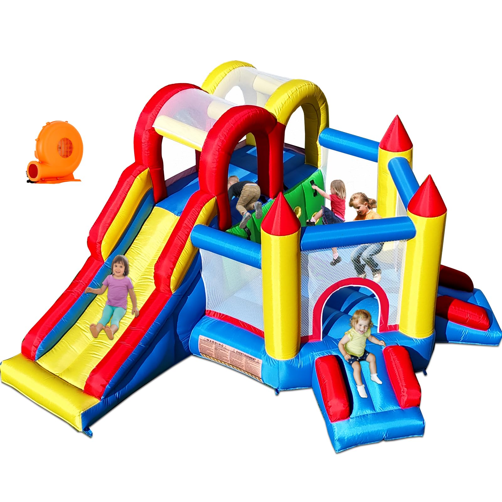Inflatable Bounce House with Double Climbing Wall and Slide