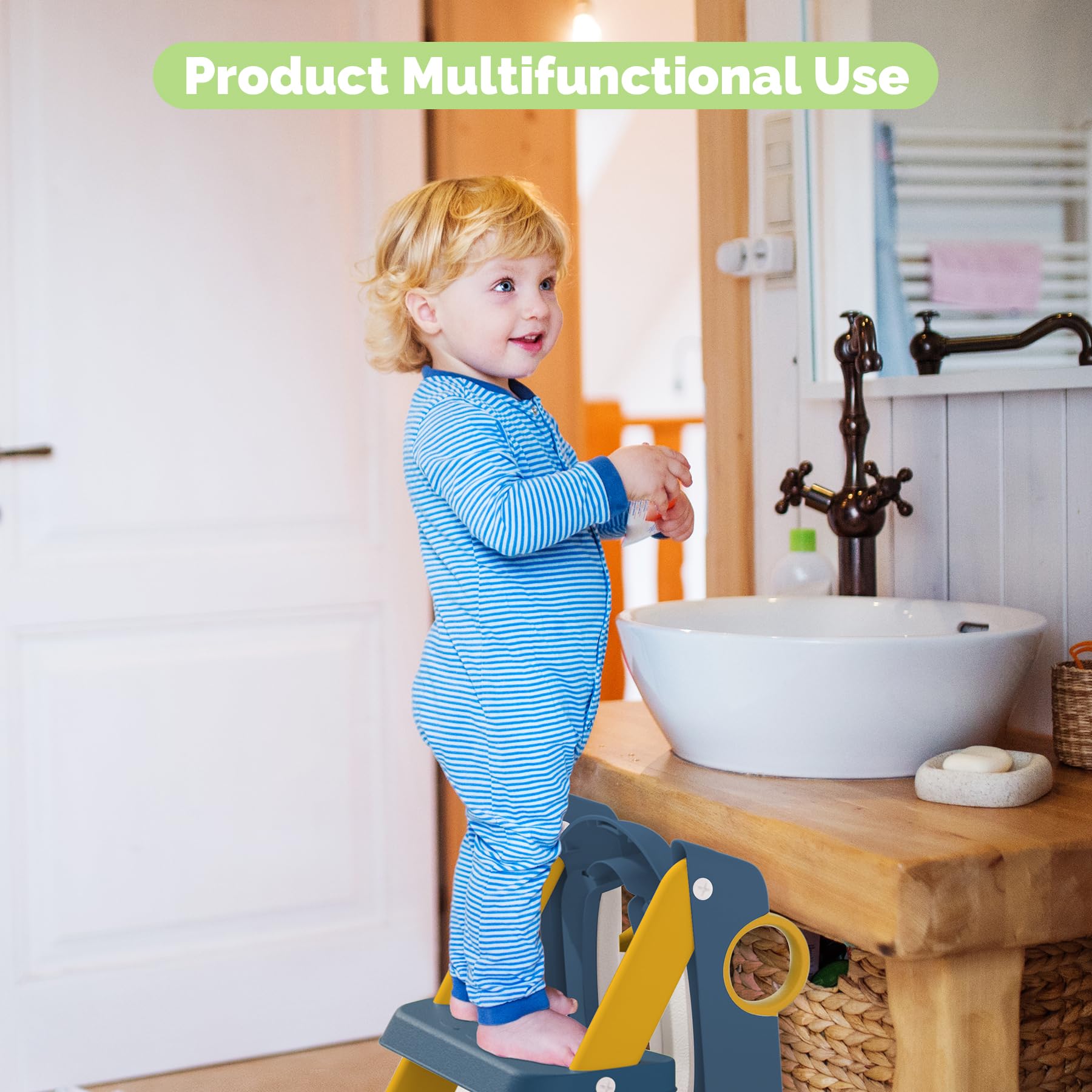COOSEYA Toilet Seat, Potty Training Seat for Toddler, Upgraded 2-in-1 Potty Toilet Training for Boys and Girls,Waterproof Cushioned Mat with Non-slip Step Stool