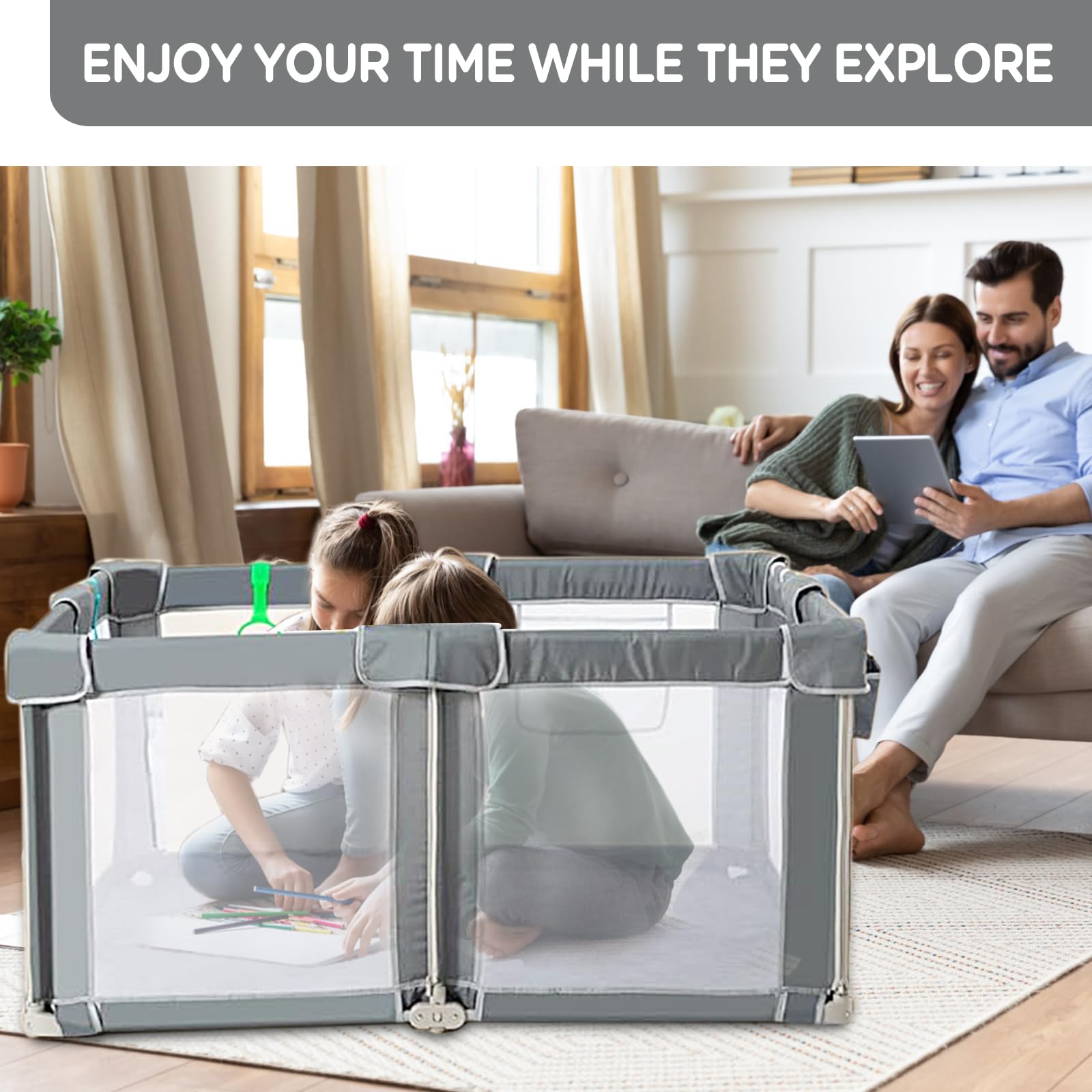 Foldable Baby Playpen with Breathable Mesh