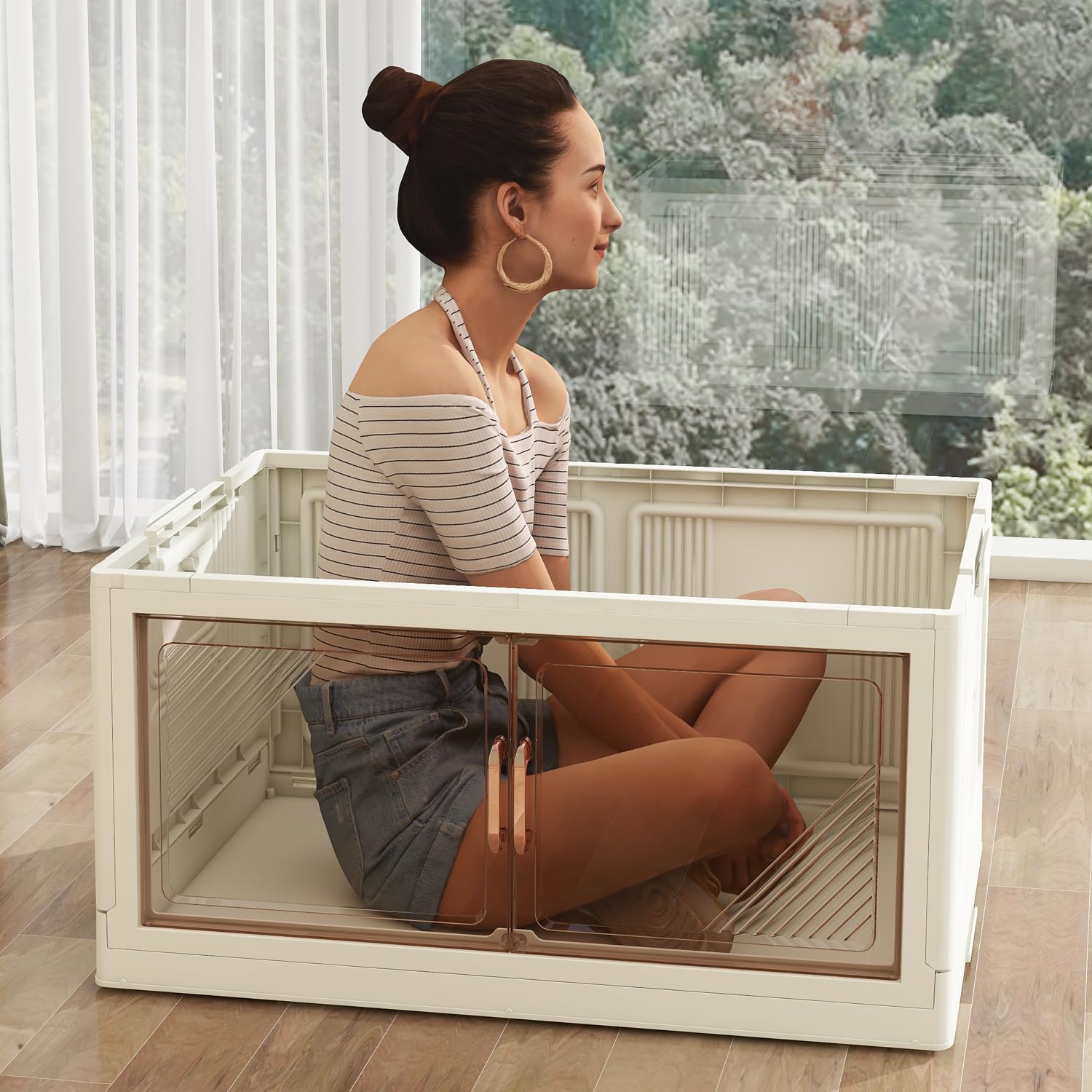 4Packs Stackable Storage Bins with Lid, 36 Gal Closet Organizer