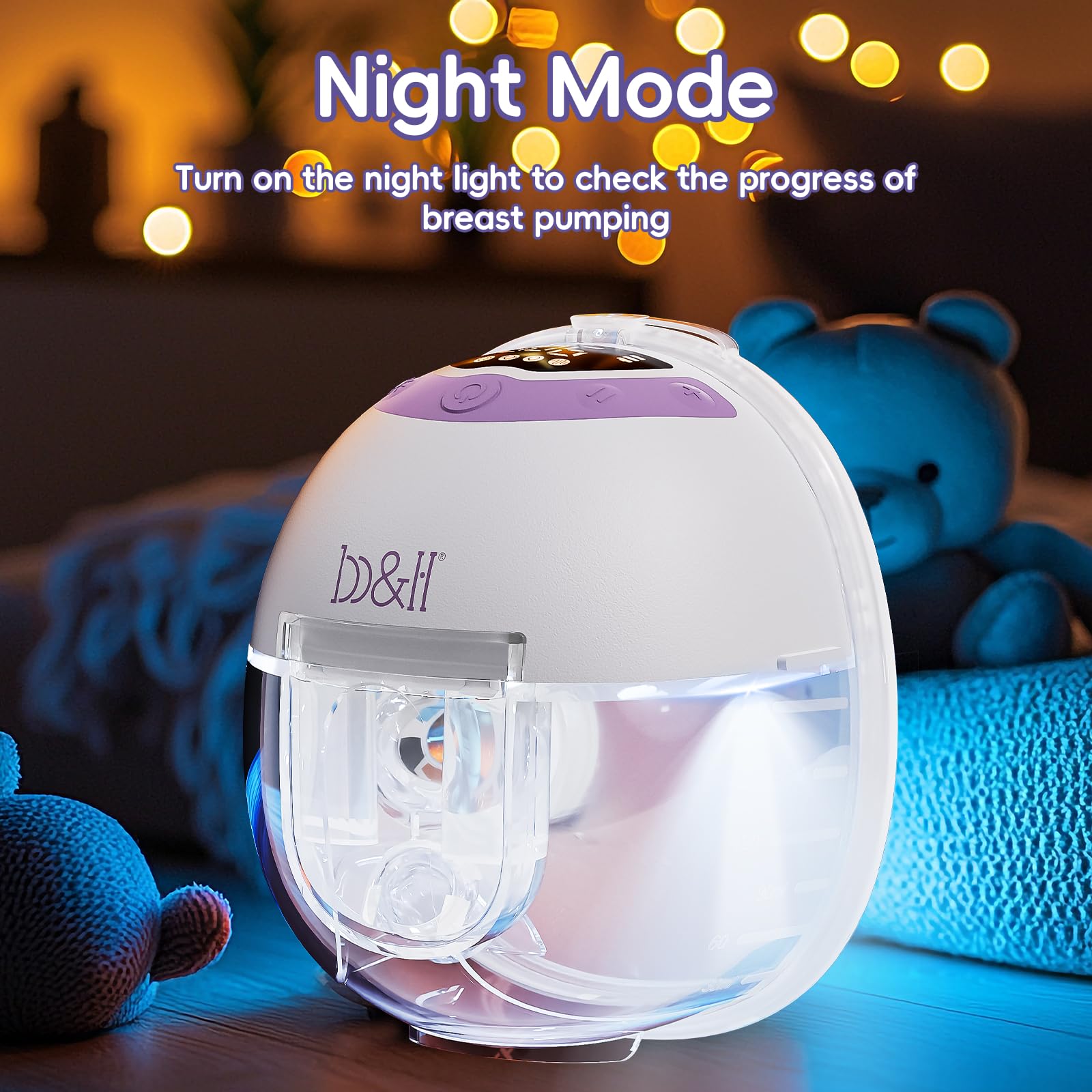 Breast Pump Hands Free with Night Light, S33 Portable Electric Wearable Breastfeeding