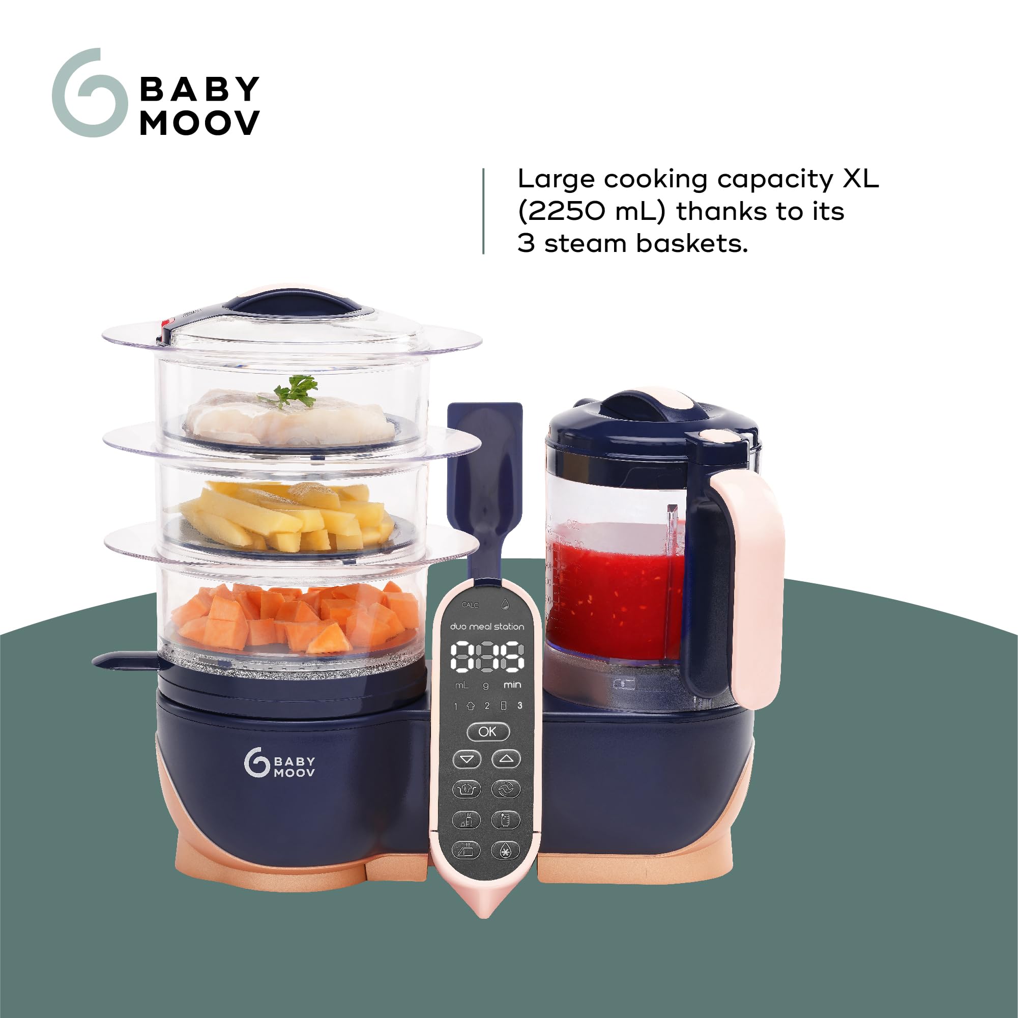 Babynutri Auto Baby Food Maker, Glass Baby Food Mills, Baby Blender & Steamer and Puree Maker with Auto Cooking, Easy Cleaning, Dishwasher Safe, Cook at Home, Touch Screen Control