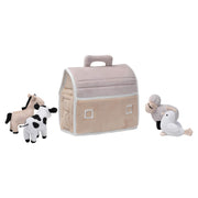Baby Farm Plush Barn with 4 Stuffed Animals Toy - Taupe/Gray/White