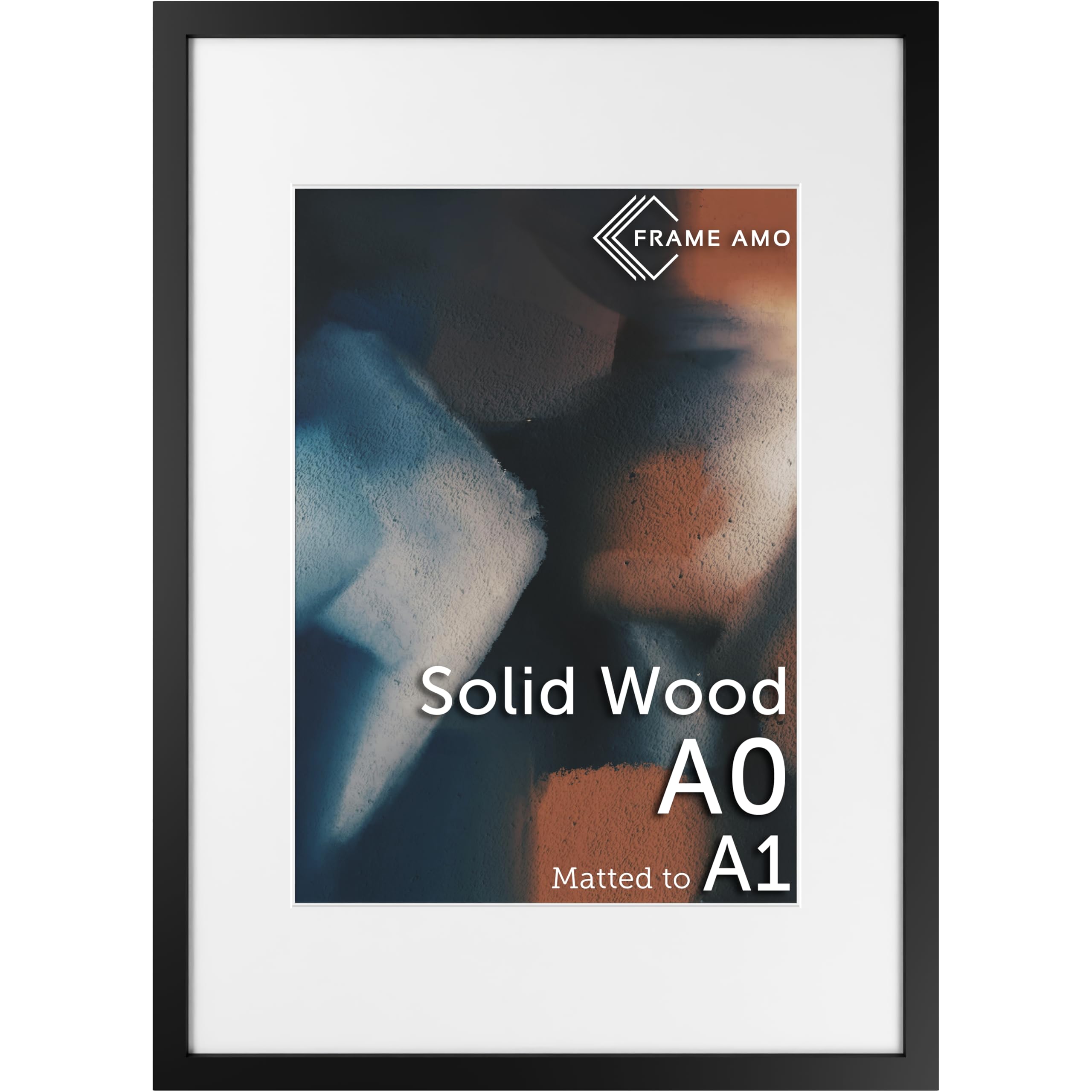 A0 33.1x46.8 Black Solid Wood Poster Frame, with 22.9x32.6 White Mat