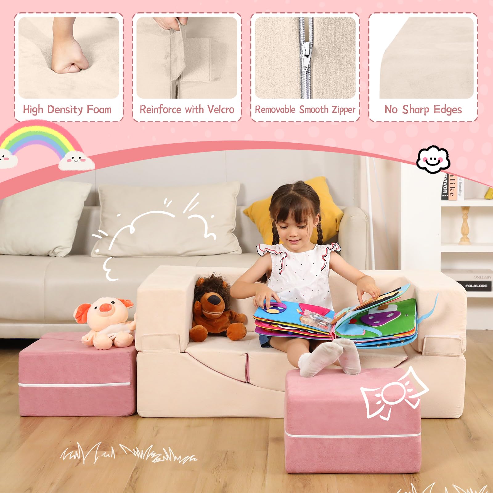 Modular Kids Play Couch with Recliner
