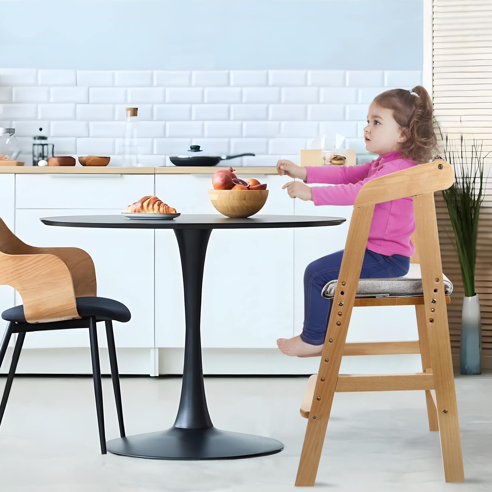 Adjustable Wooden High Chair for Toddlers
