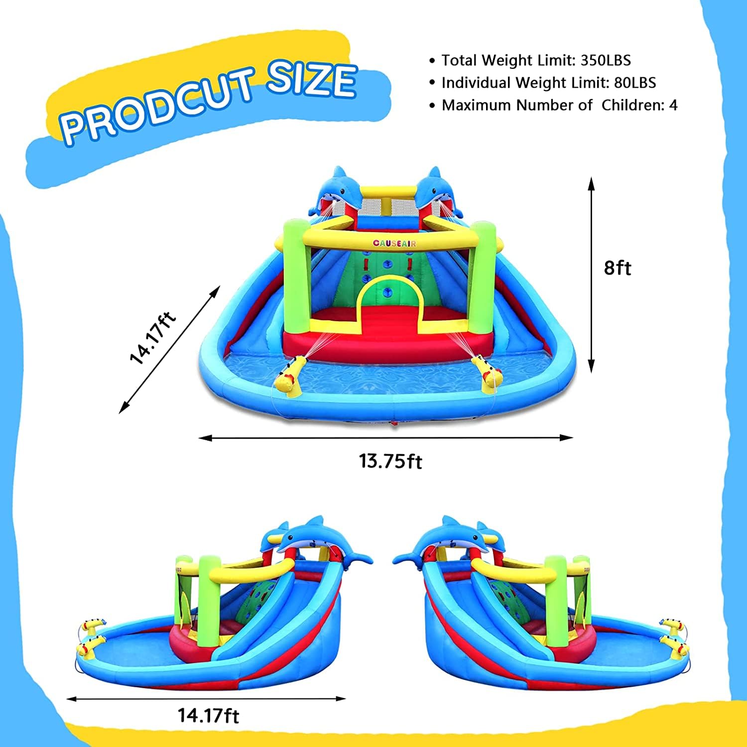 Inflatable Water Slide Bounce House with Double Slides