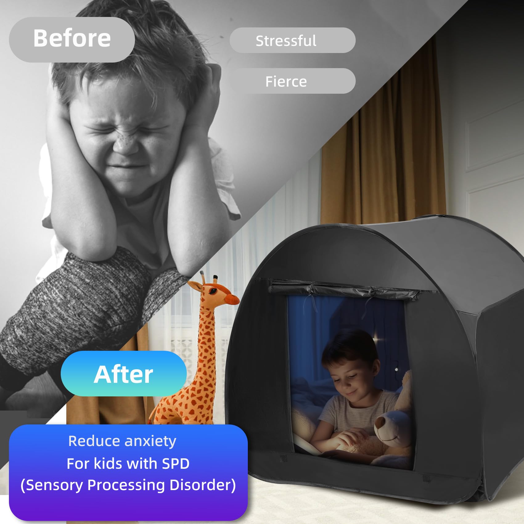 Blackout Sensory Tent for Kids with Autism and ADHD