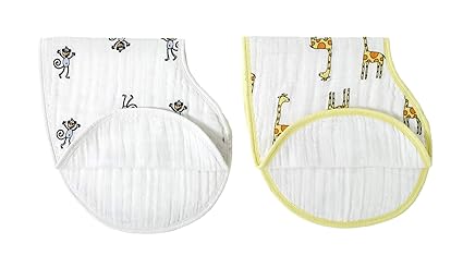 Burpy Bib, 100% Cotton Muslin, Soft Absorbent 4 Layers, Multi-Use Burp Cloth and Bib