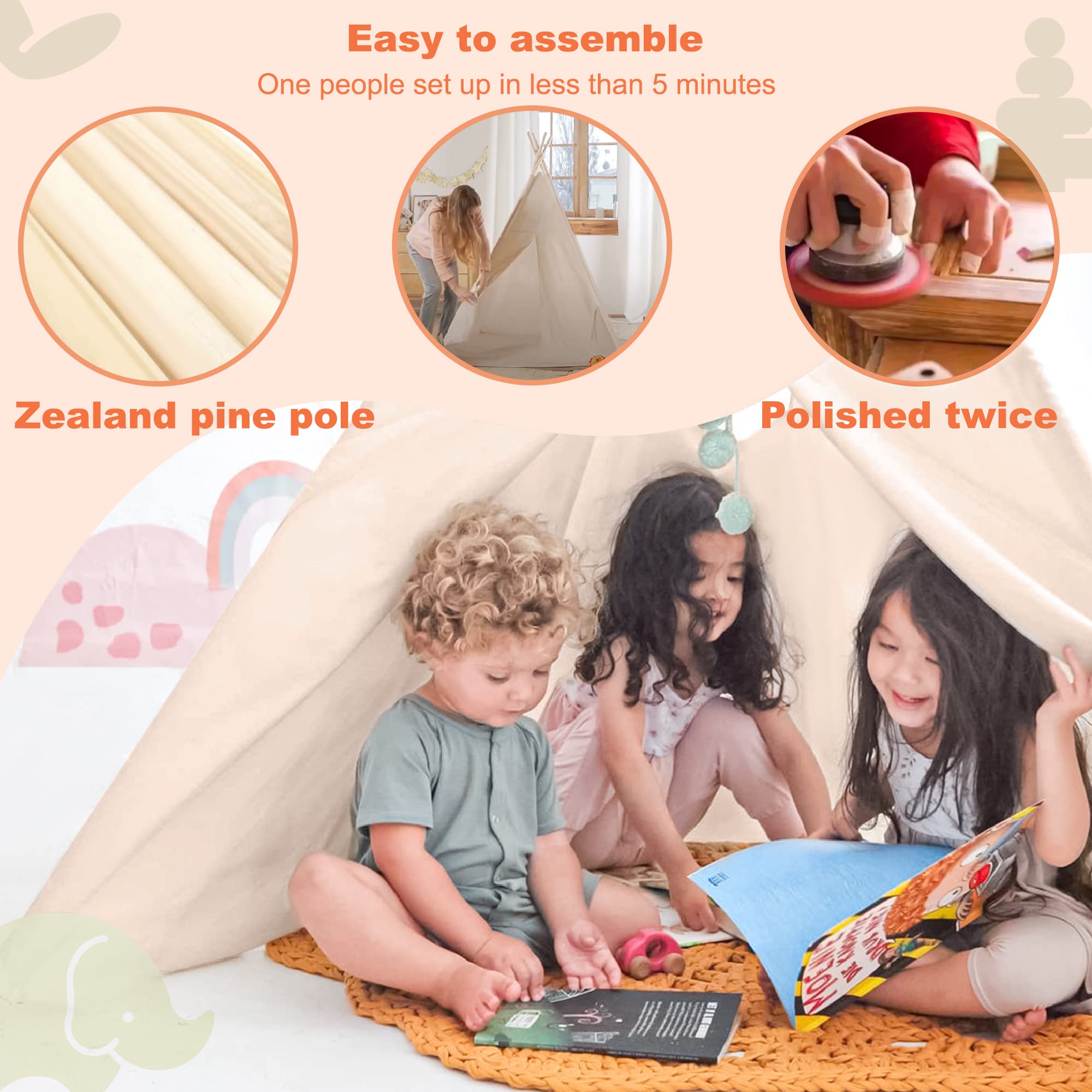 Kids Teepee Tent with Star Lights and Accessories