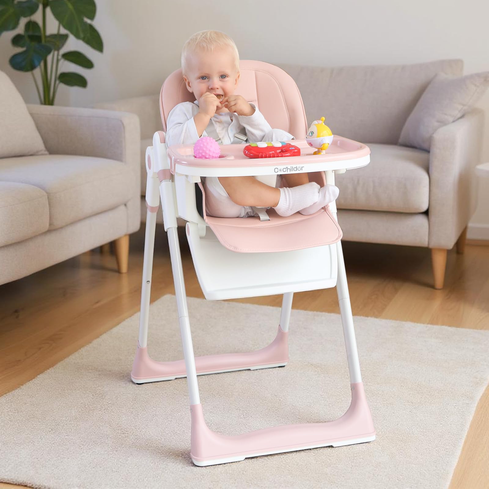3-in-1 Convertible High Chair with Adjustable Height and Reclining Seat