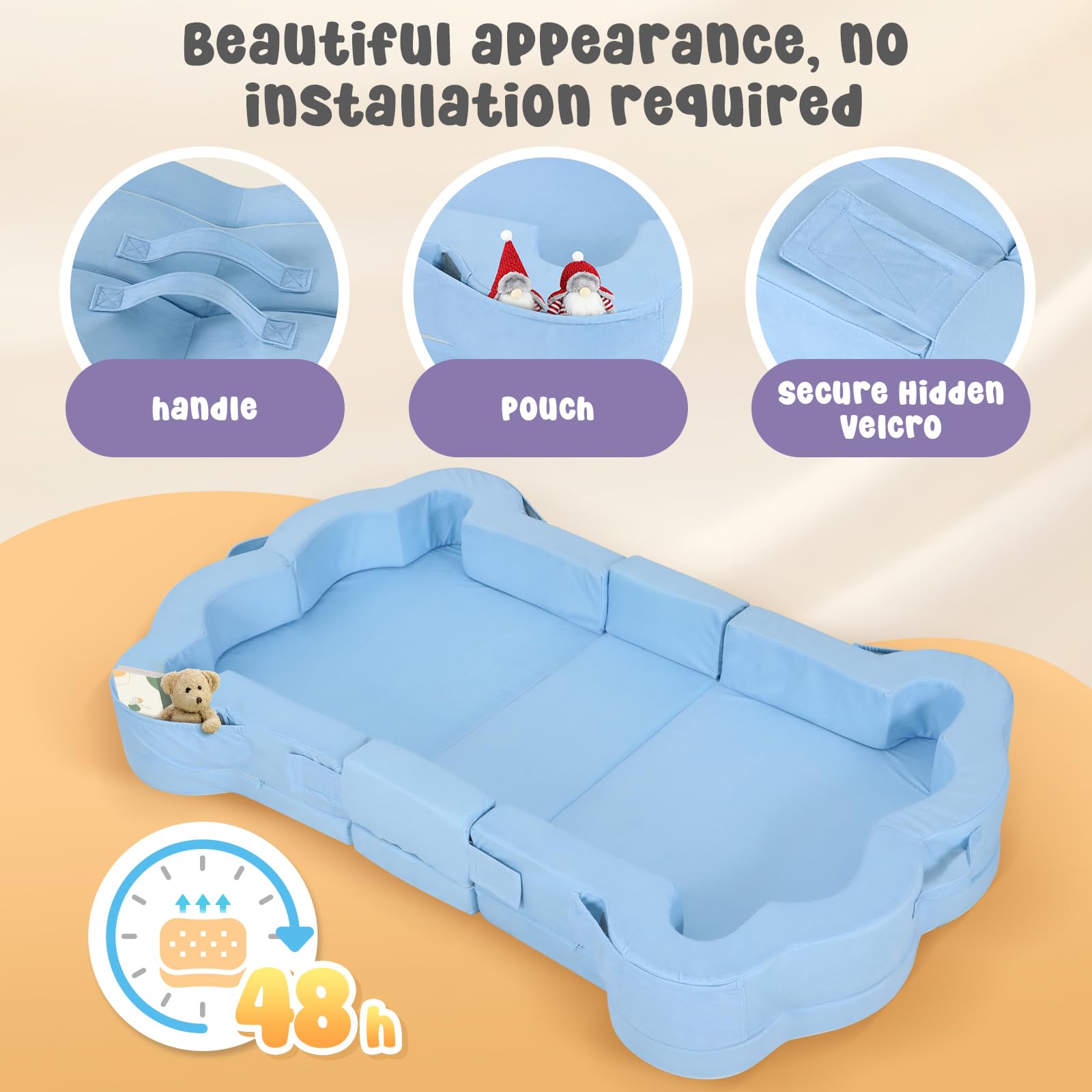 Foldable Portable Toddler Travel Bed with Washable Cover