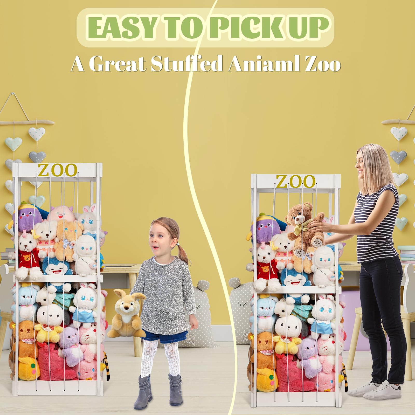 Stuffed Animal Storage Zoo Organizer with Elastic Cords