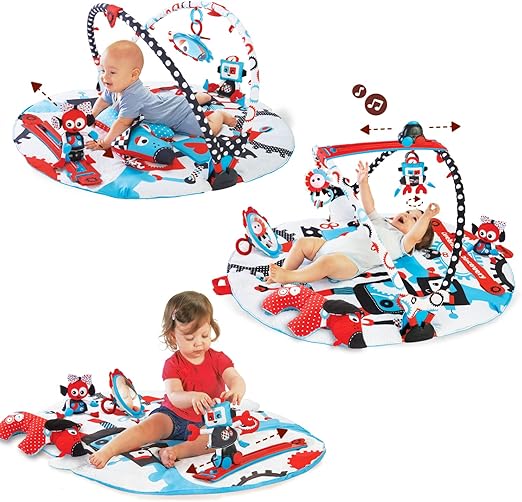 Circus Baby Playmat Gym. with Musical Motorized Mobile, Tummy Time Pillow