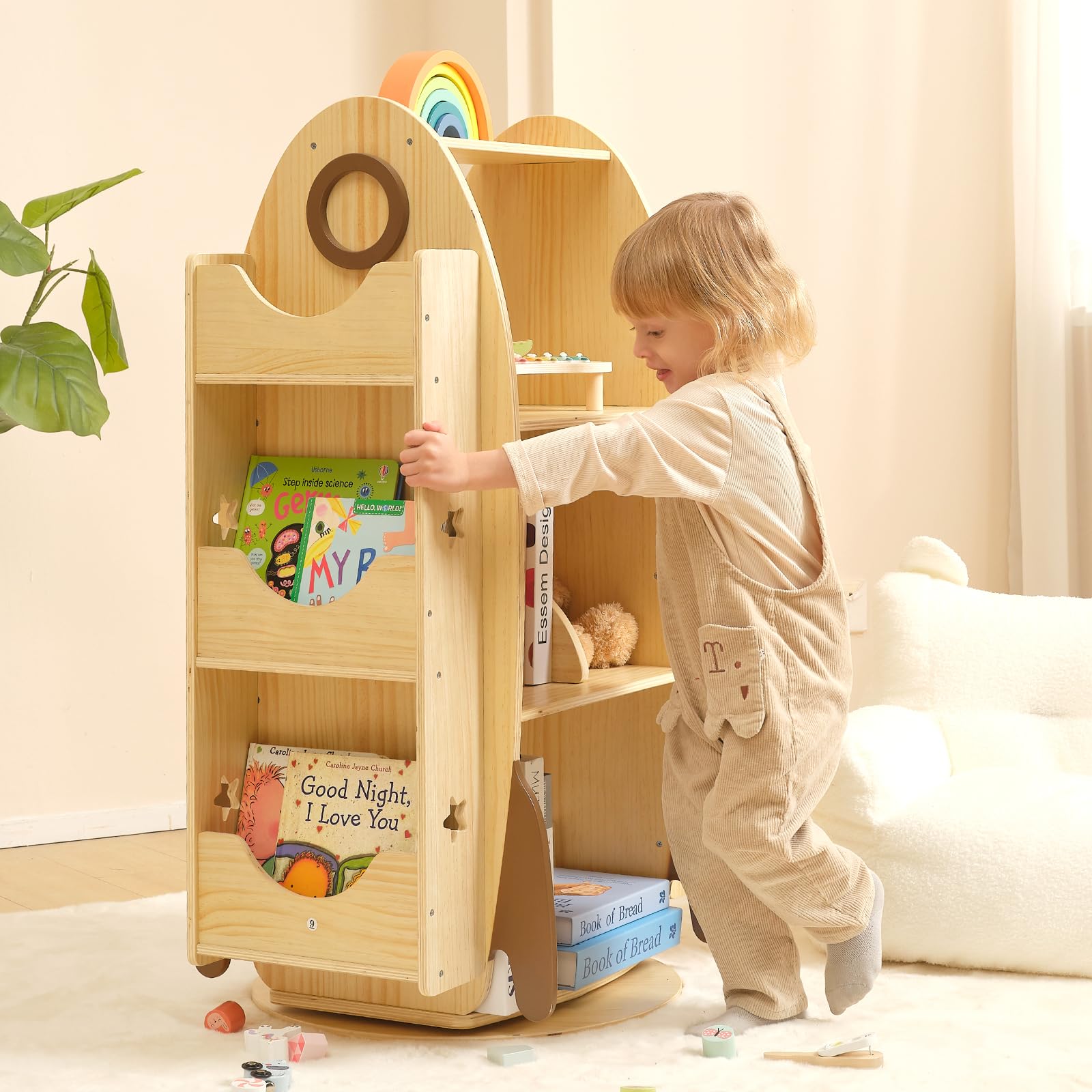 Rocket Rotating Bookshelf for Kids