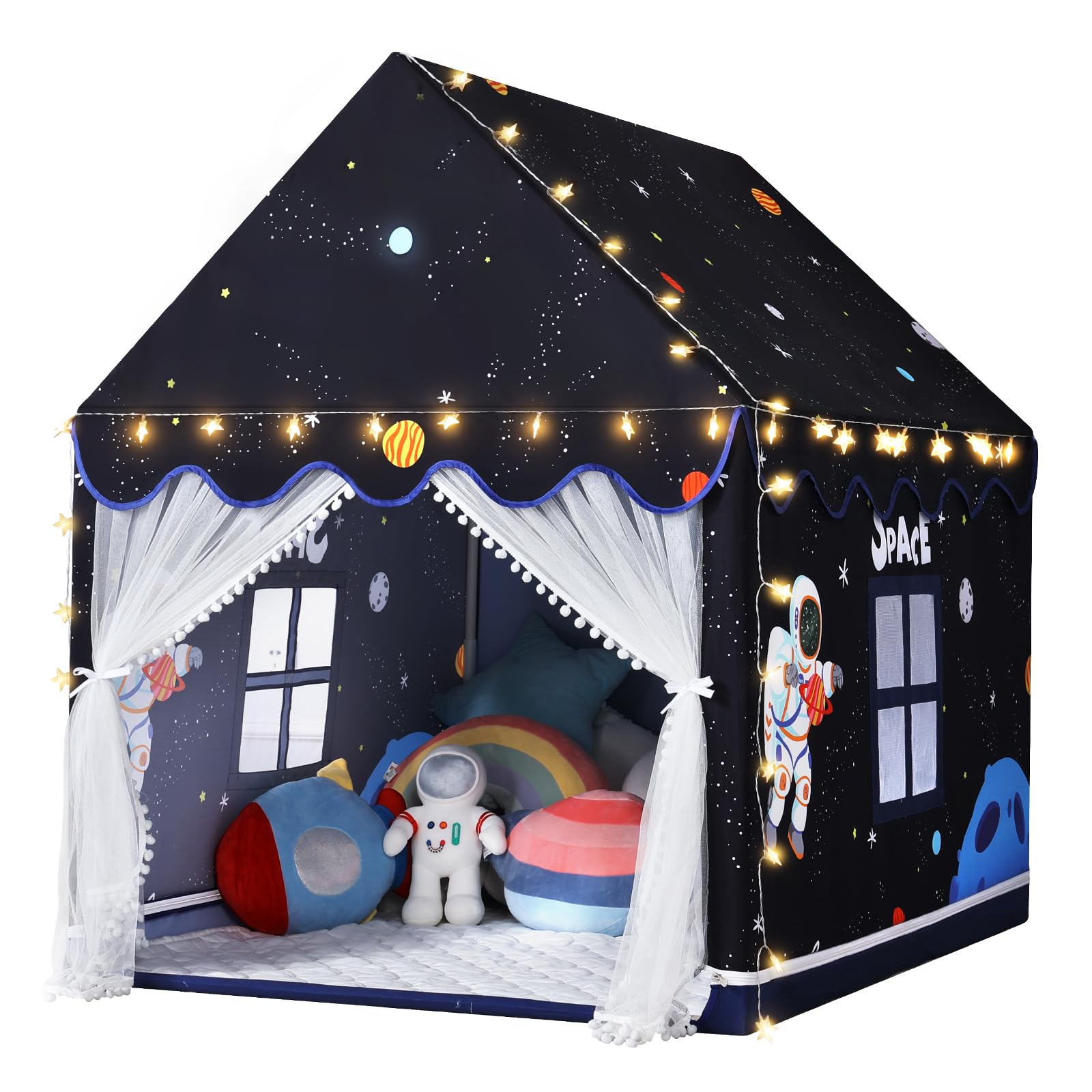 Space Kids Tent Indoor: with Mat, Star Lights - Kids Play Tent Space Toys