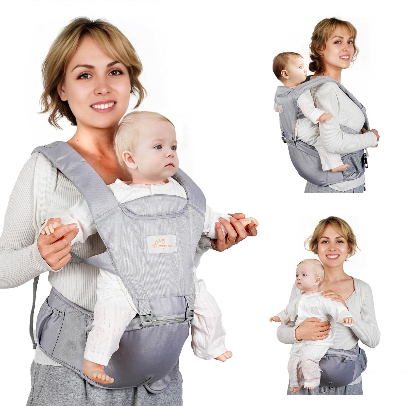 Baby Carrier Newborn to Toddler, 6-in-1 Front and Back Baby Hip Carrier