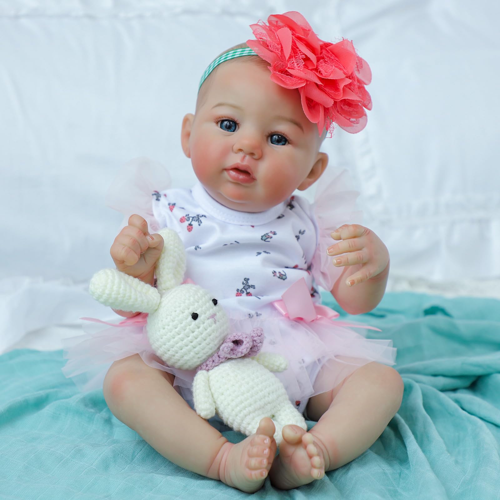 Realistic Reborn Baby Dolls, 18 Inch Lifelike Newborn Eyes Open Girl Real Life Soft Cloth Body