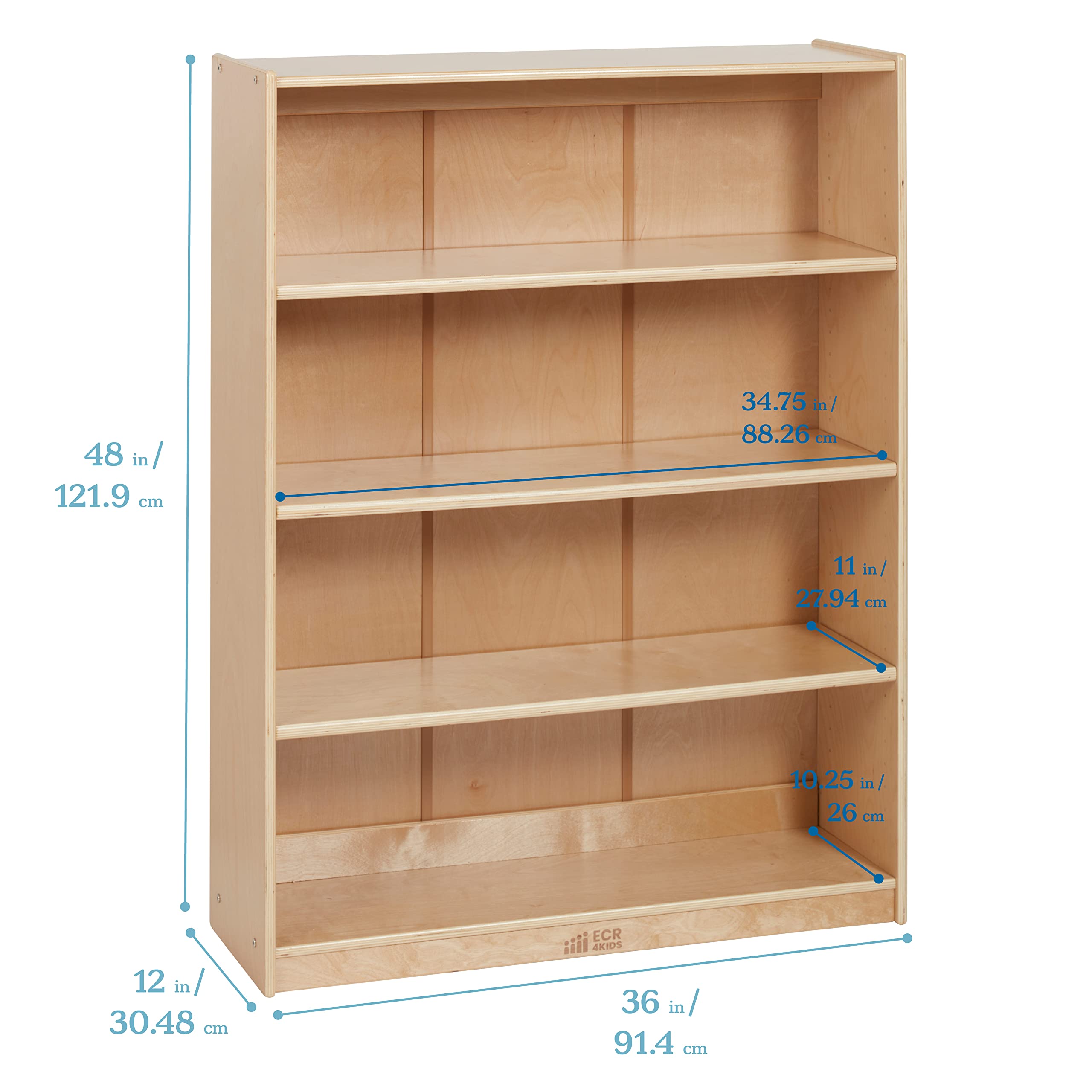 Wooden Bookcase with Adjustable Shelves 48 Inch Natural