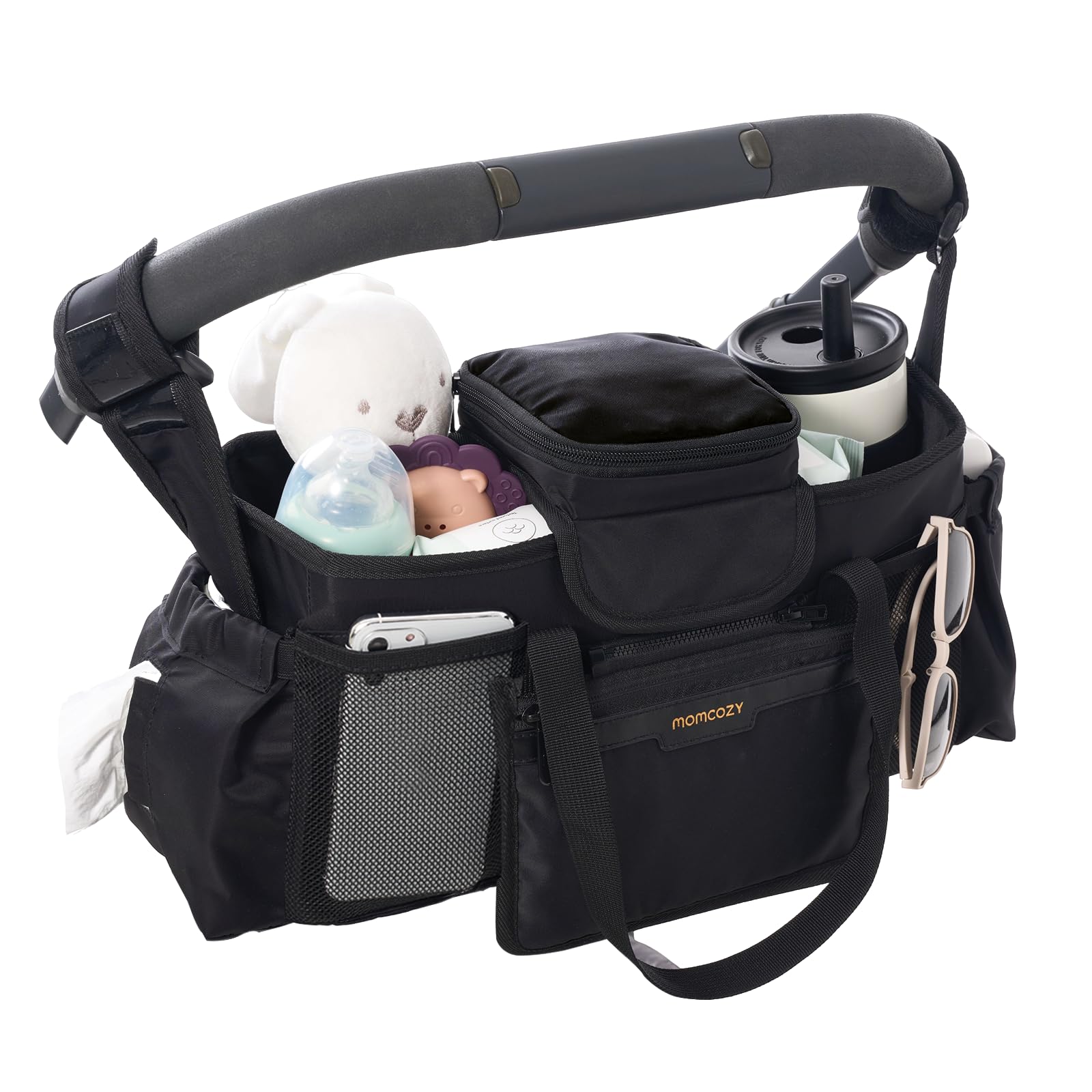 Extra Large Stroller Organizer | with Food Grade Pacifier Teether Bag
