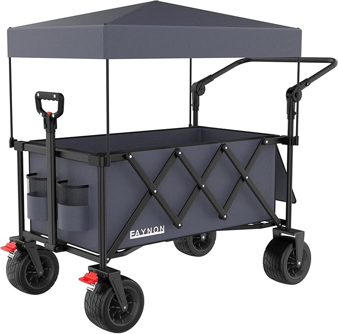 3 in 1 Collapsible Wagon with 300lbs Weight Capacity,150L Heavy Duty Utility Cart