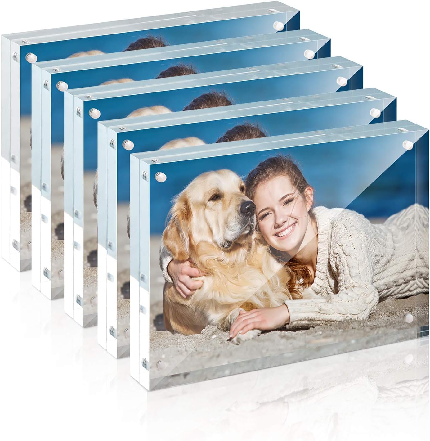 5 x 7 Inch 5 Pack Acrylic Photo Frame Horizontal Magnet Double Sided Acrylic