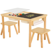 Table for Toddlers 1-3 with 2 Chairs & Roll Paper, Wooden Kid Activity
