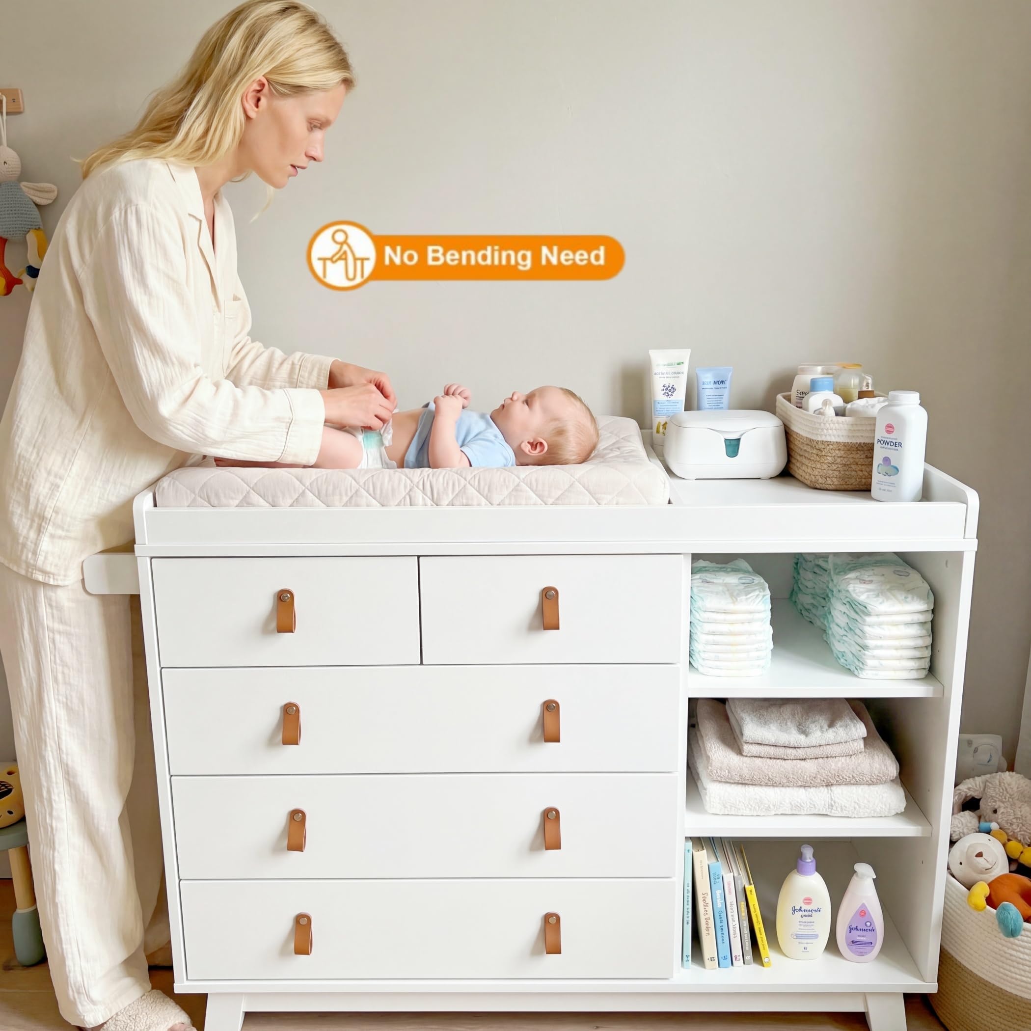 Baby Dresser with Changing Table and 5 Drawers