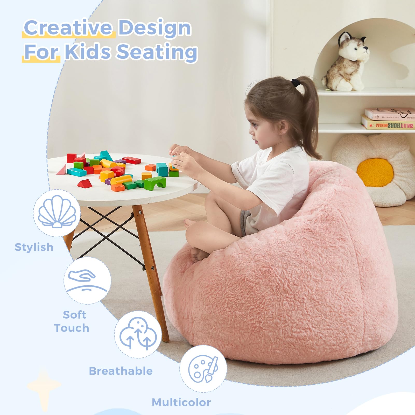 Shell Shaped Bean Bag Chair for Kids