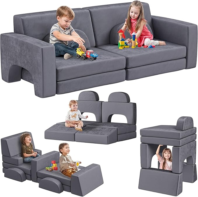 Kids Couch, 10PCS Modular Kids Play Couch for Boys and Girls