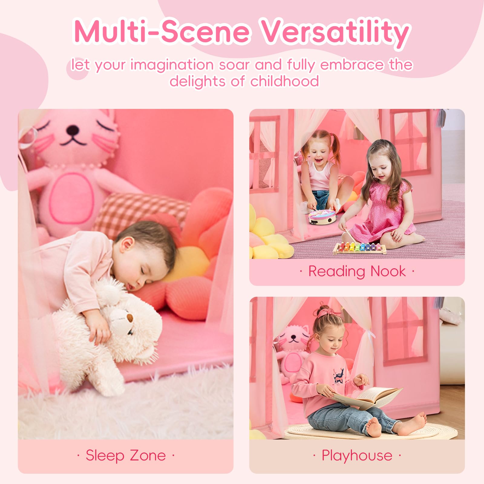 Kids Play Tent Playhouse with Star Lights and Accessories