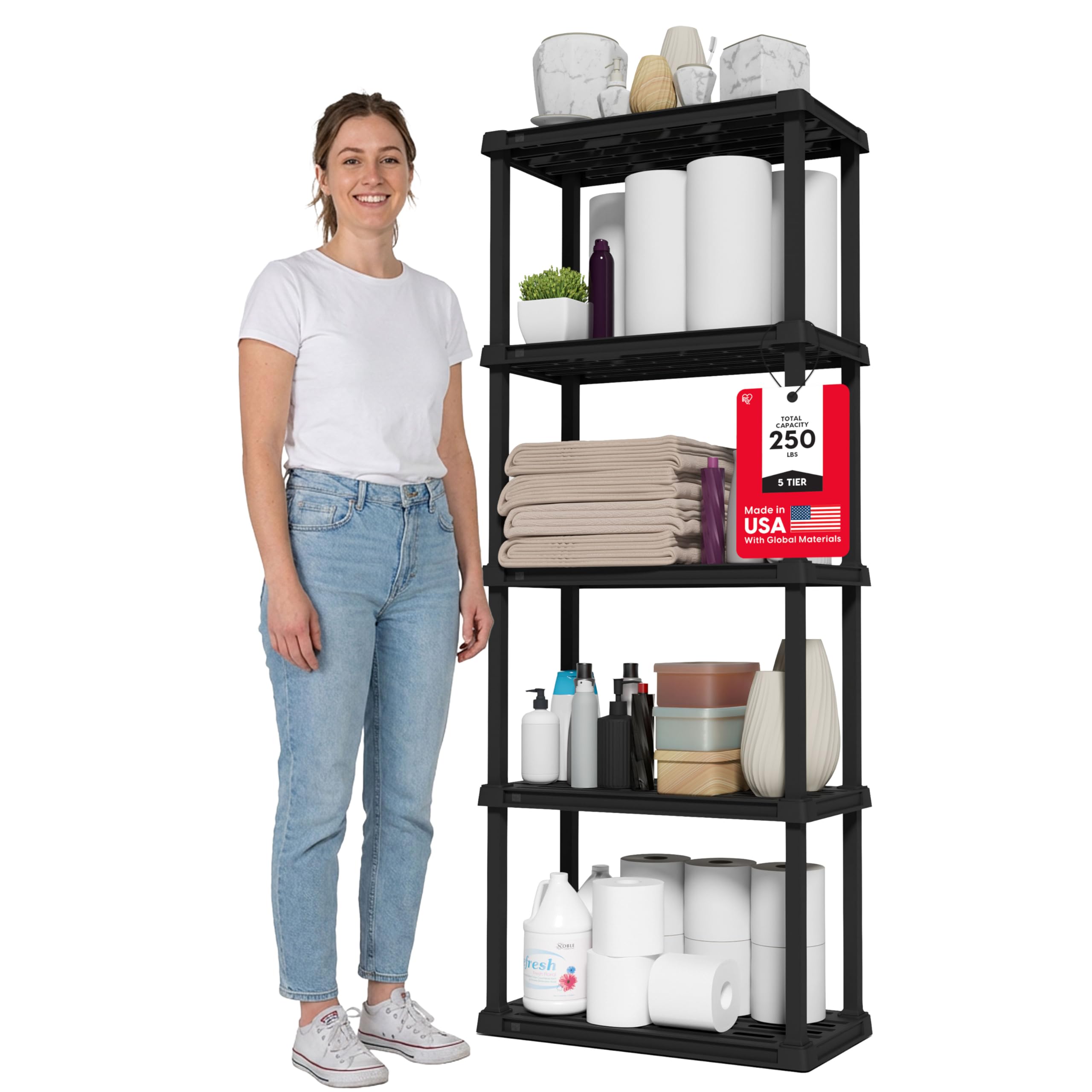 5-Tier Plastic Storage Shelving Unit