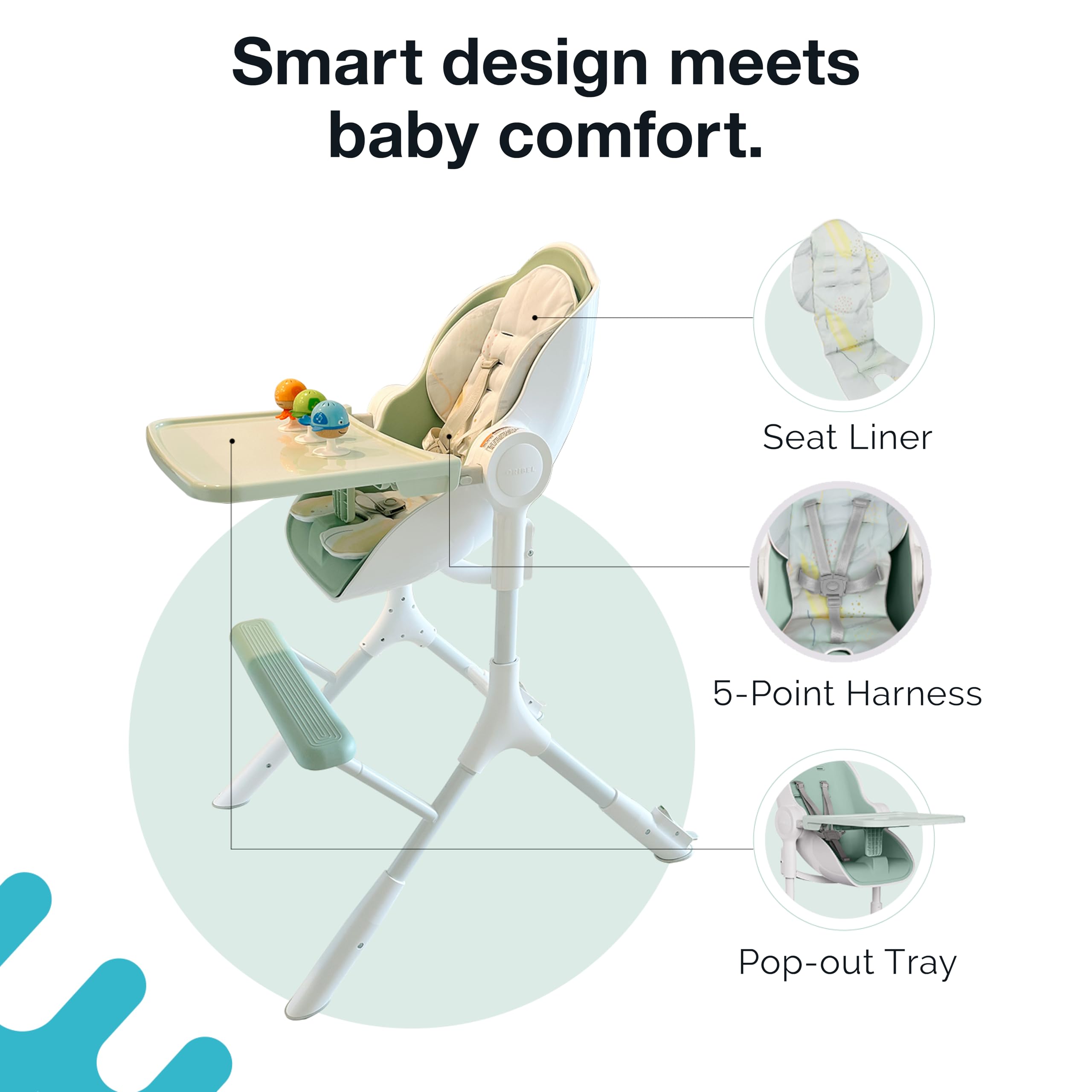 2-in-1 Convertible High Chair with Lounger for Newborn to Toddler