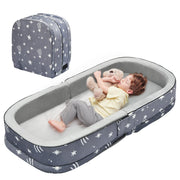 Portable Toddler Travel Bed, Foldable Kids Floor Bed for Home/Travel with Foam Mattres