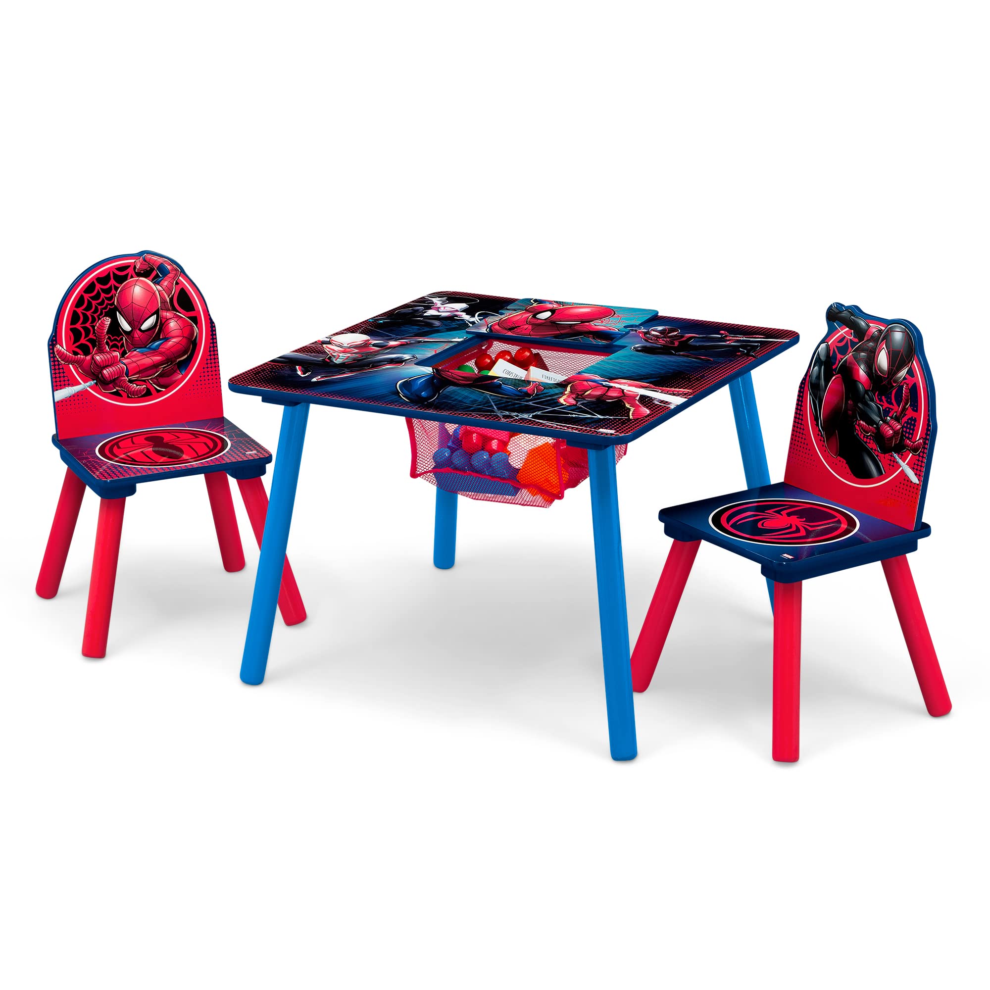 Marvel Spider Man Kids Table Set with Storage (2 Chairs Included) Greenguard Gold