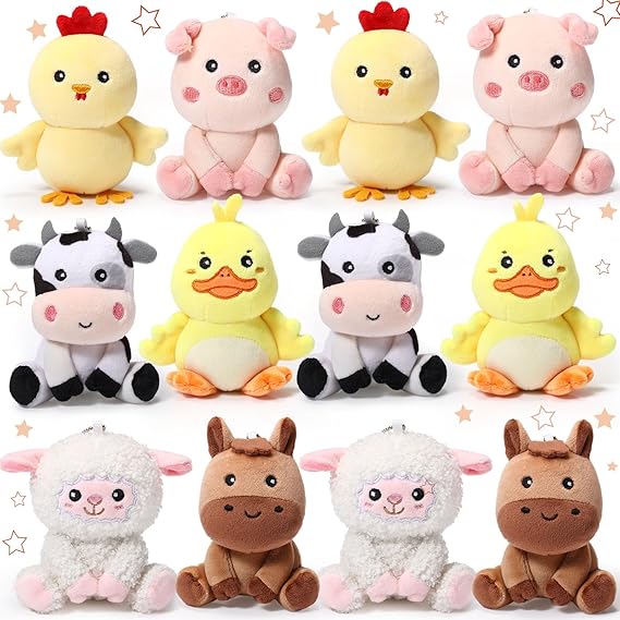 12 Pcs Mini Stuffed Farm Animals Bulk 4 Inch Farm Animals Plush Toys Plush Cute