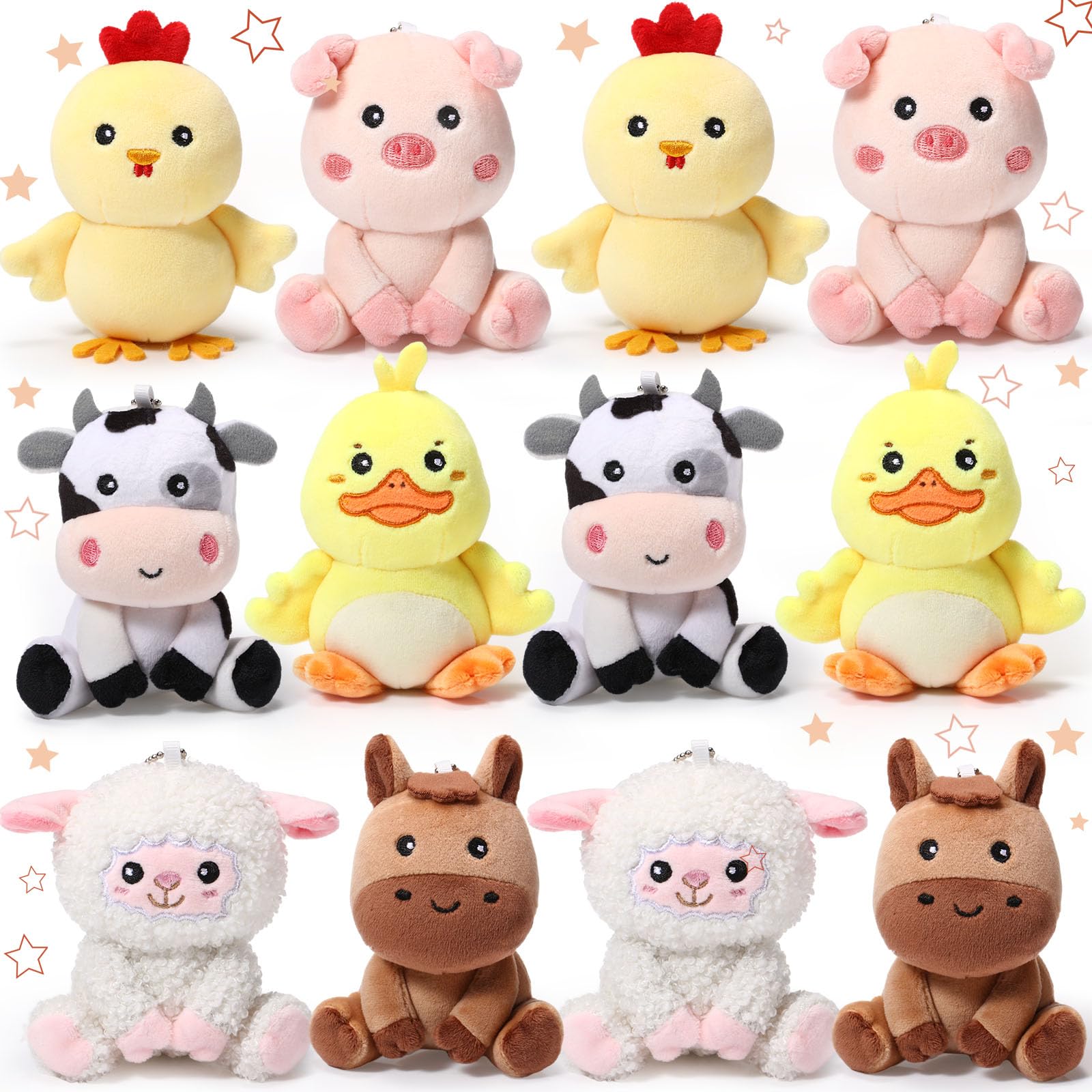 12 Pcs Mini Stuffed Farm Animals Bulk 4 Inch Farm Animals Plush Toys Plush Cute