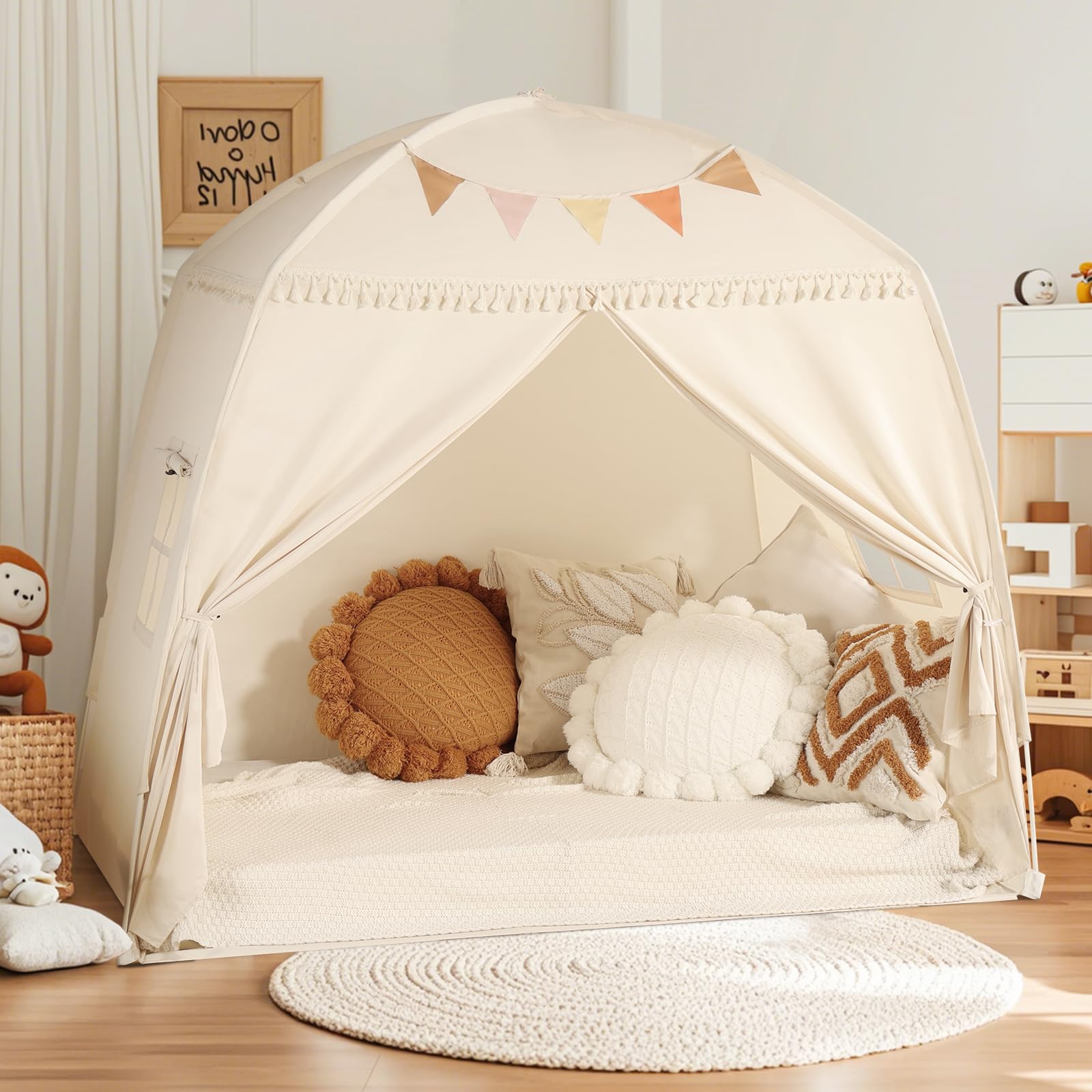 Teepee Tent for Kids: with Star Lights & Flags - Tent for Kids Indoor