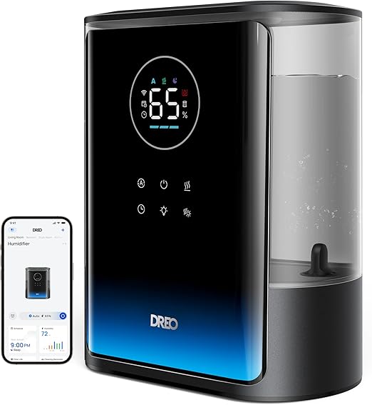 8L Smart Humidifiers for Bedroom 600ft², 80H Runtime Warm&Cool Supersized Mist
