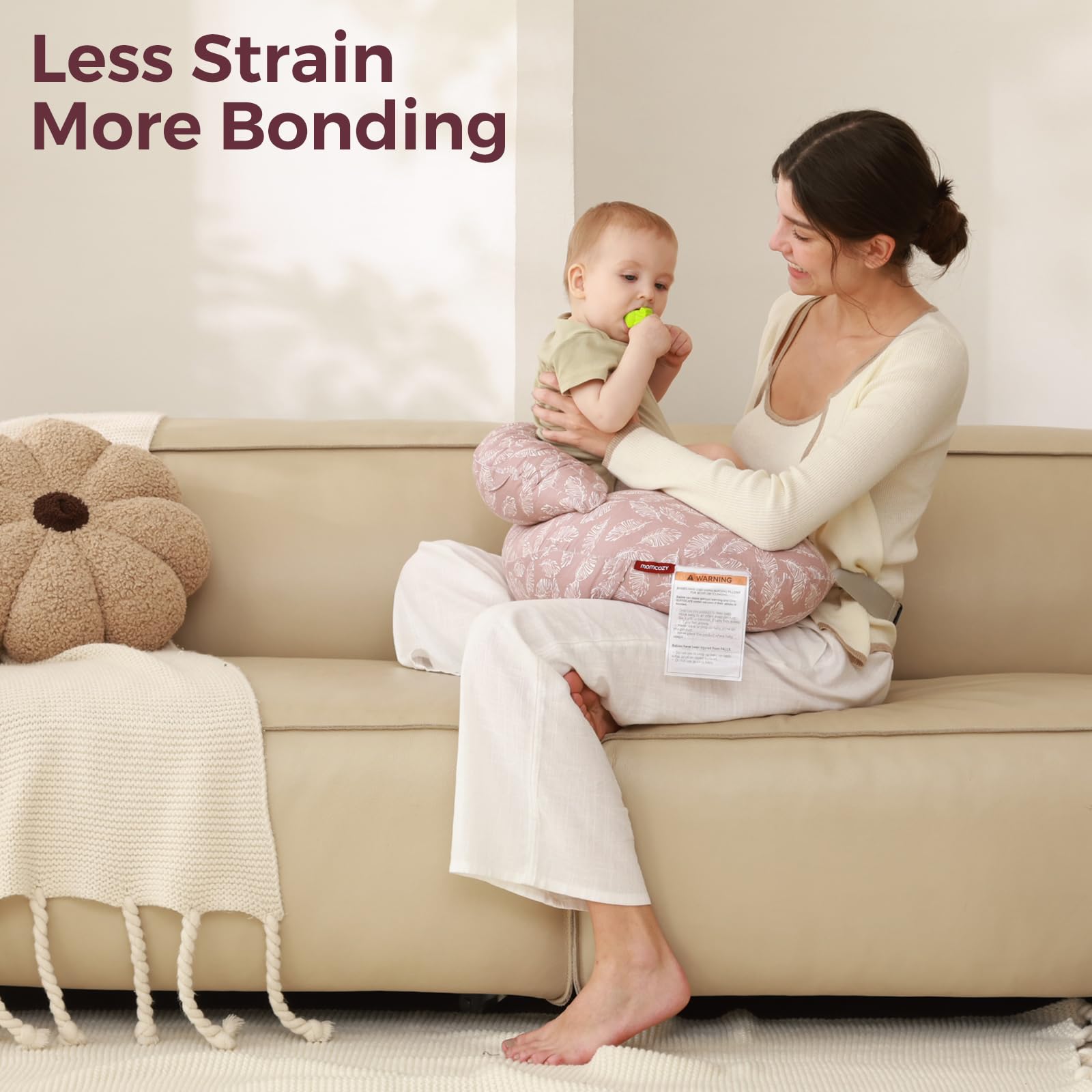 Momcozy Original Nursing Pillow for Breastfeeding-Pioneering Safety Fence- Wider Feeding Pillows for More Support for Mom & Baby- Easier Nursing & Hand Free- Fit for All, Removable Cotton Cover