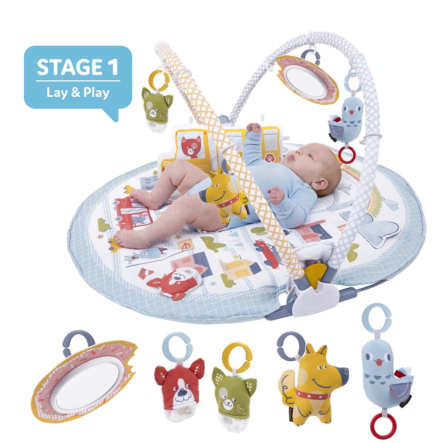Baby Gym Urban Lay to Sit-Up Playmat. 3-in-1 Newborns Activity Center