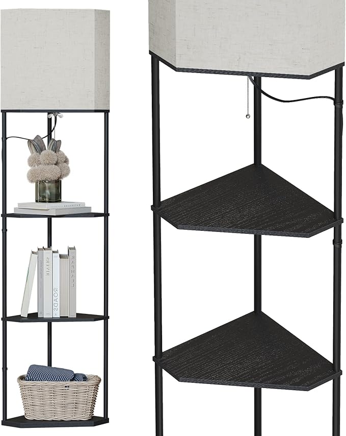 Modern Floor Lamp with Storage Shelves
