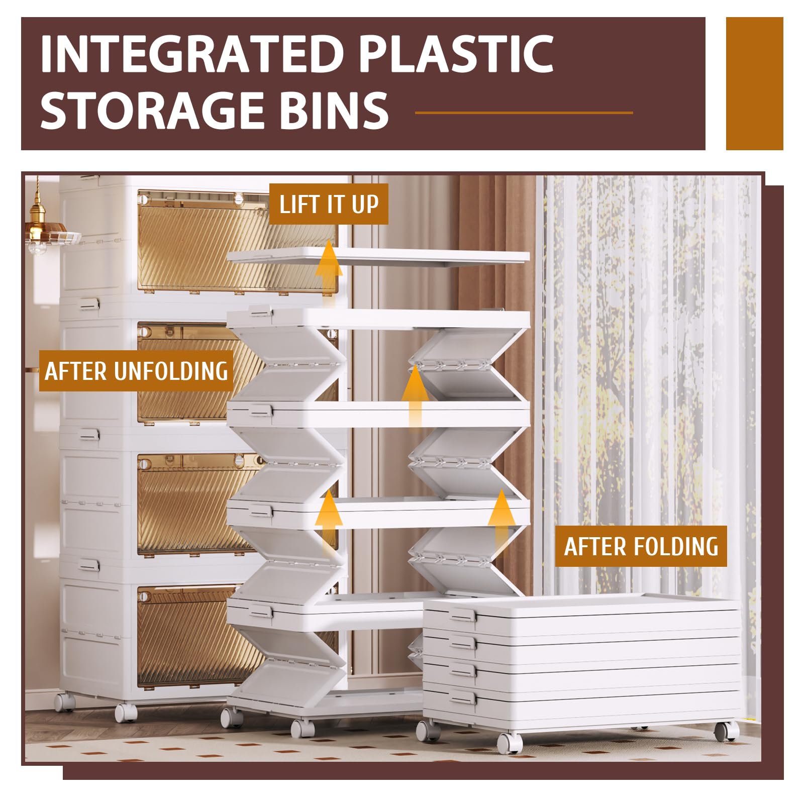 4-Tier Stackable Plastic Storage Bins with Drawers - 37QT Collapsible Organizer Containers