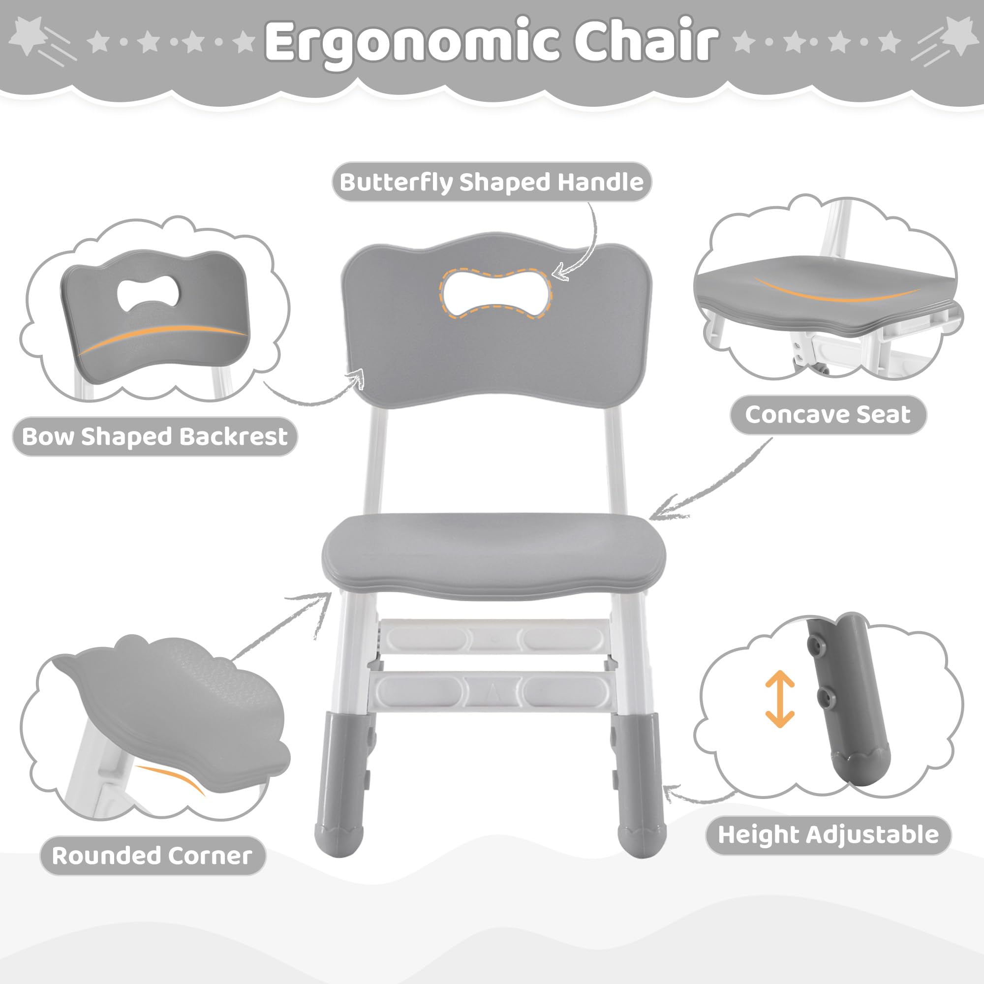 Adjustable Toddler Chairs Set - 3 Height Levels for Ages 2-8