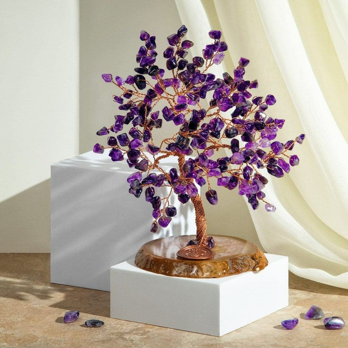 Real Amethyst Crystal Feng Shui Tree of Life Home Decor, Wrapped