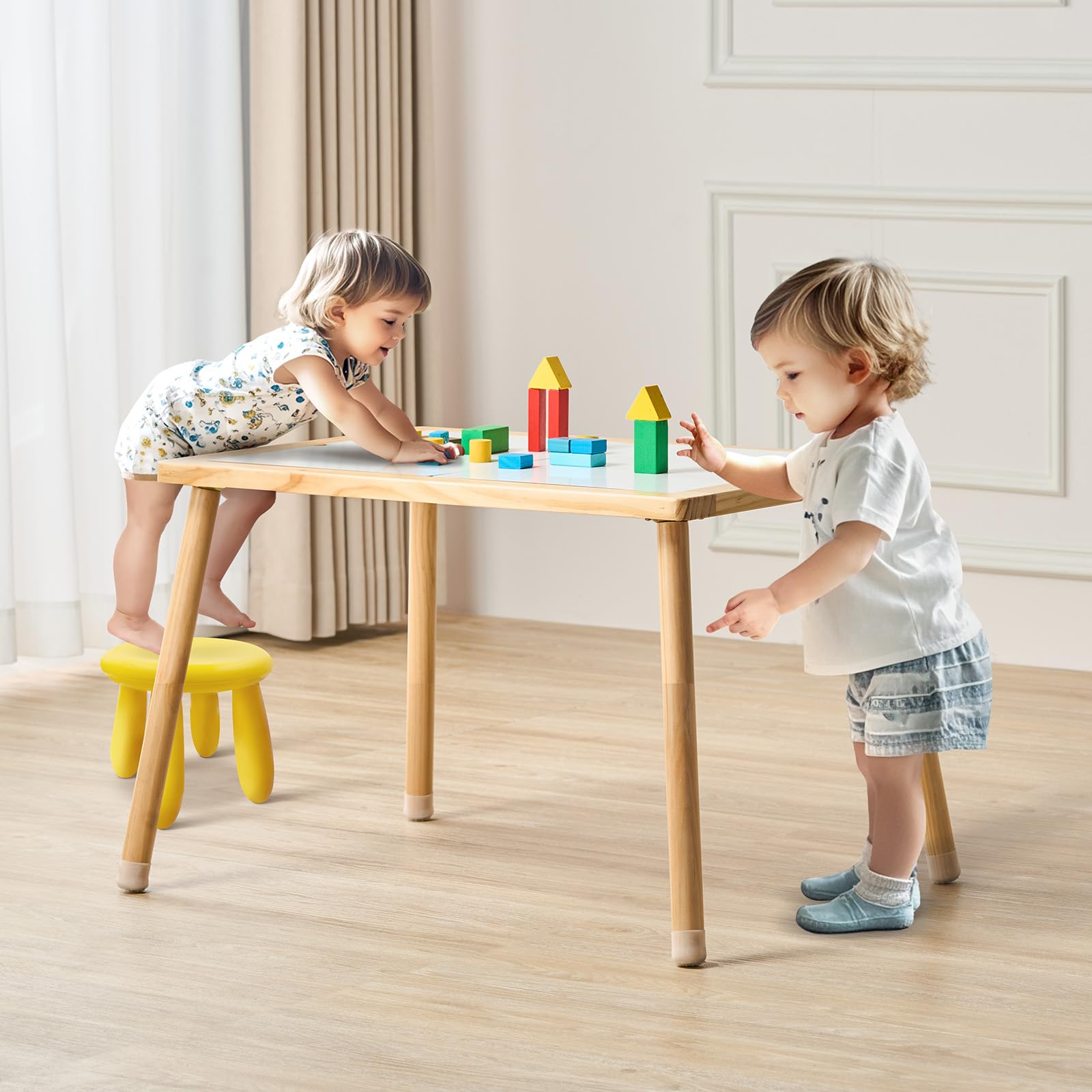 Double-Sided Wooden Sensory Table for Toddlers