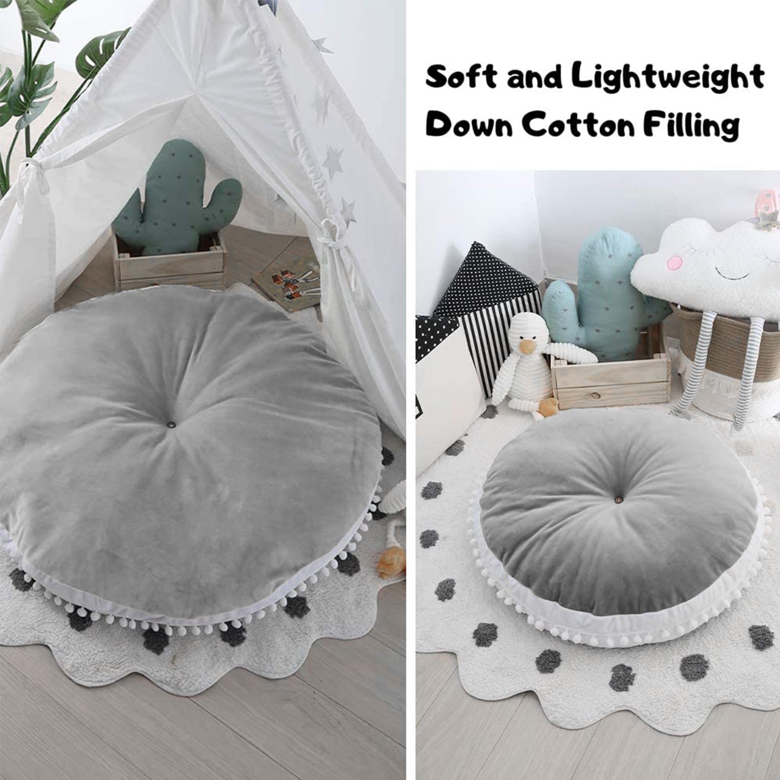 s Floor Cushion Seating, Circle Kids Floor Pillow for Children